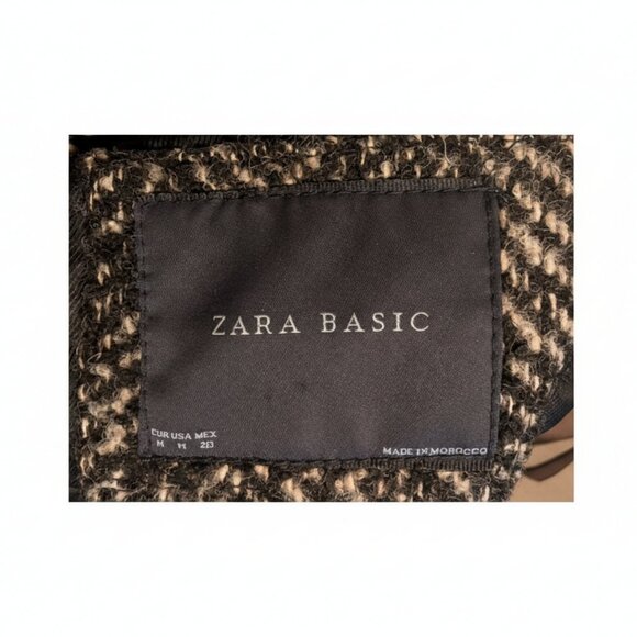 🧥 ZARA BASIC Long Check Belted Coat – Women Size (M) - Picture 6 of 7